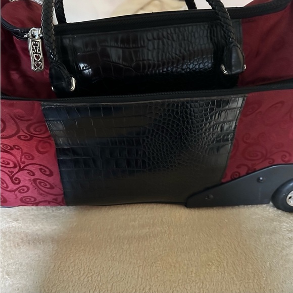 Brighton Rolling weekender with loops for cosmetics, black leather and fabric - Picture 5 of 6